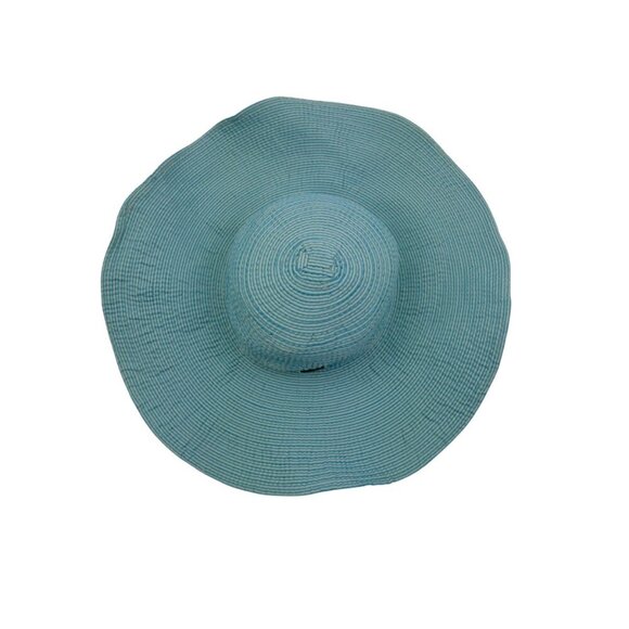 Cappelli White/Turquoise Wide Brim Floppy Packable Bendable Sun Hat Women's - Picture 1 of 10